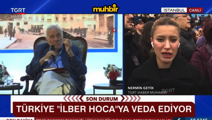 İlber Ortaylı’nın cenaze töreni: TGRT muhabiri Nermin Geyik’in tepki topladığı anlar